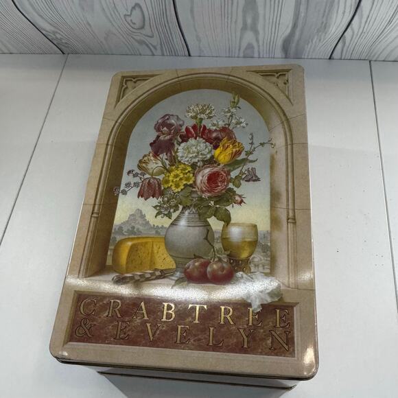 Crabtree & Evelyn Tea Box London Collectible Hinged Floral Tin Vintage 1985 - Picture 1 of 7